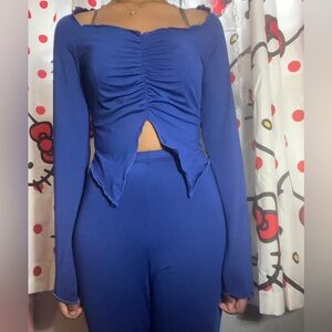 Shein two piece royal blue outfit